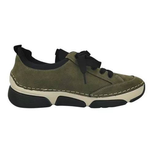 BERGAMO kollekció fűzős, bőr talpbetétes, cipzárdíszes női cipő zöld