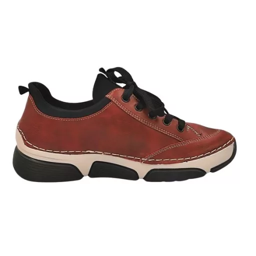 BERGAMO kollekció fűzős, bőr talpbetétes, cipzárdíszes női cipő bordó