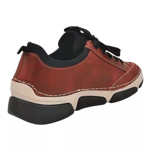 BERGAMO kollekció fűzős, bőr talpbetétes, cipzárdíszes női cipő bordó