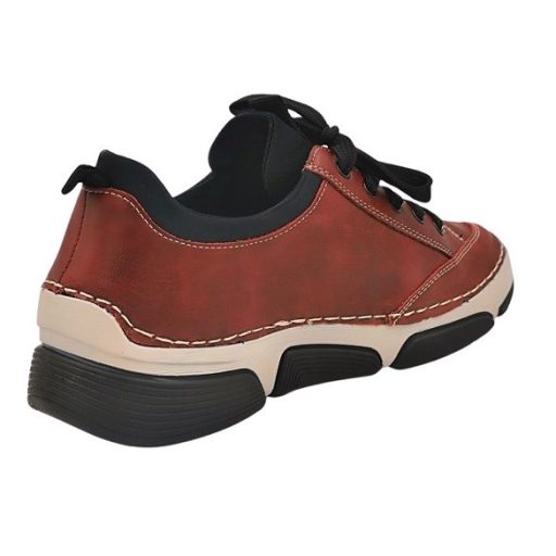 BERGAMO kollekció fűzős, bőr talpbetétes, cipzárdíszes női cipő bordó