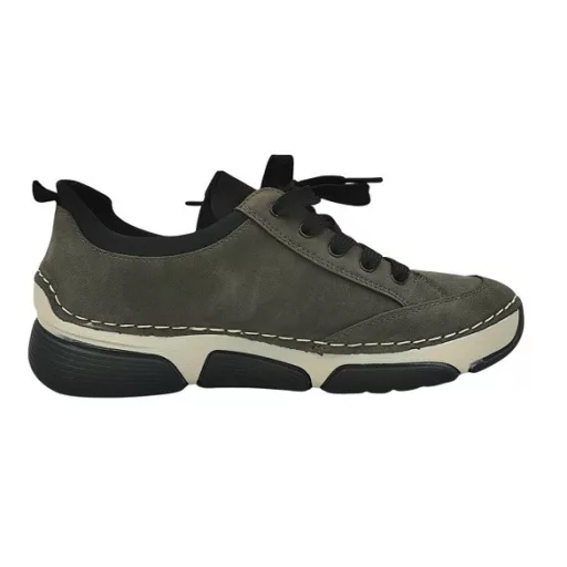 BERGAMO kollekció fűzős, bőr talpbetétes, cipzárdíszes női cipő szürke