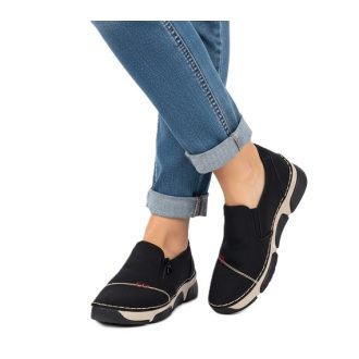   TORINO kollekció bebújós tavaszi cipő bőr talpbetéttel fekete