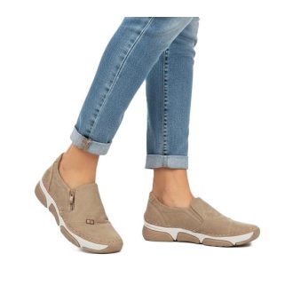   TORINO kollekció bebújós tavaszi cipő bőr talpbetéttel beige