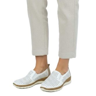 NELLA lyukacsos női félcipő fehér – bőr talpbetéttel