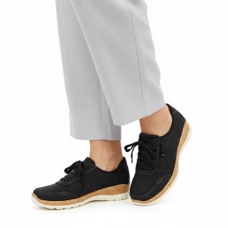   ACTIVA STEP női sportos félcipő fekete – bőr talpbetéttel