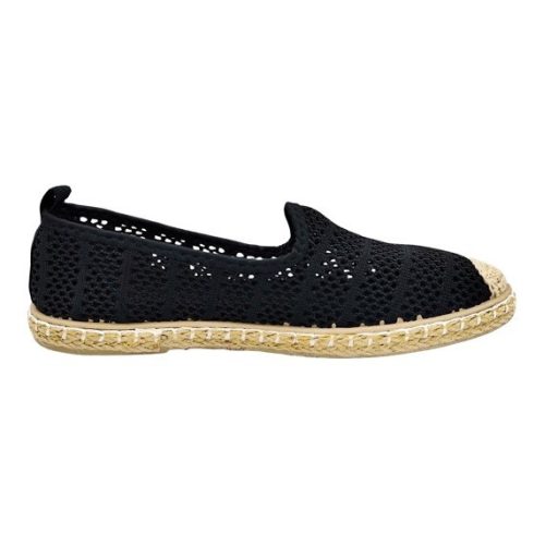 Solena női nyári cipő - légáteresztő espadrille stílusú nyári cipő fekete