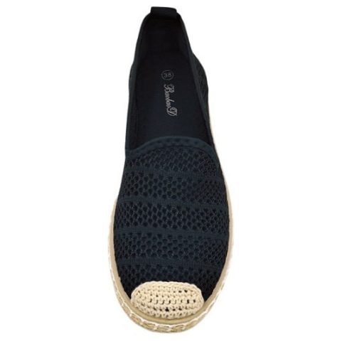 Solena női nyári cipő - légáteresztő espadrille stílusú nyári cipő fekete
