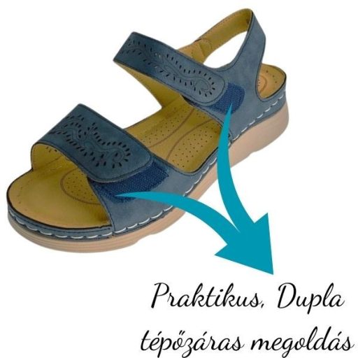 SUNNY dupla tépőzáras női szandál kék