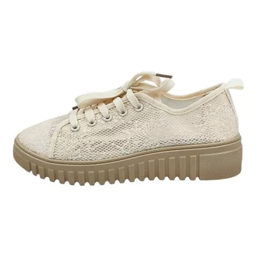 Shine Up Platform vászoncipő flitter díszítéssel beige