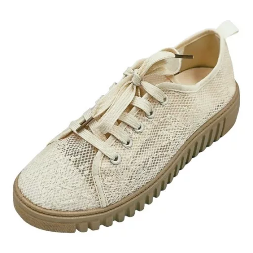 Shine Up Platform vászoncipő flitter díszítéssel beige