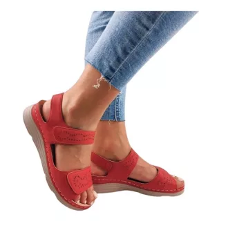 SUNNY dupla tépőzáras női szandál piros