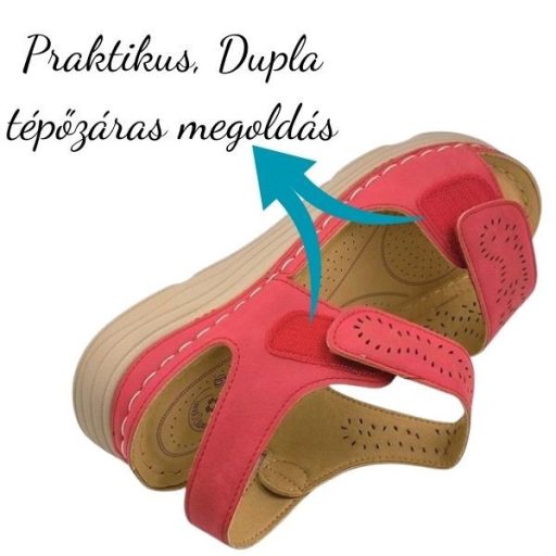 SUNNY dupla tépőzáras női szandál piros