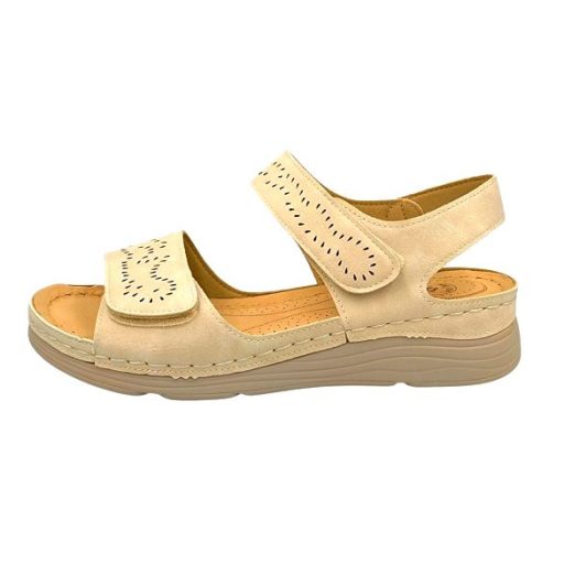 SUNNY dupla tépőzáras női szandál beige