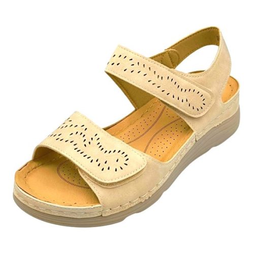 SUNNY dupla tépőzáras női szandál beige