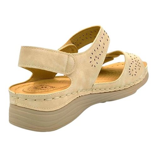 SUNNY dupla tépőzáras női szandál beige