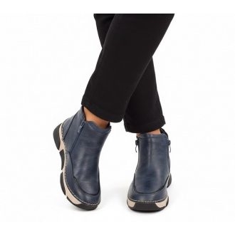 RÓMA kollekció bélelt női bokacsizma kék