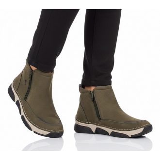 RÓMA kollekció bélelt női bokacsizma zöld