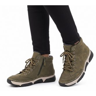   Utolsó Pár !!!!! BERGAMO kollekció bélelt női bokacsizma zöld