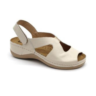924 LEON Comfort női nappa bőr szandál beige