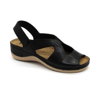 924 LEON Comfort női nappa bőr szandál fekete
