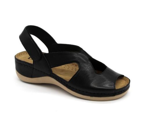 924 LEON Comfort női nappa bőr szandál fekete