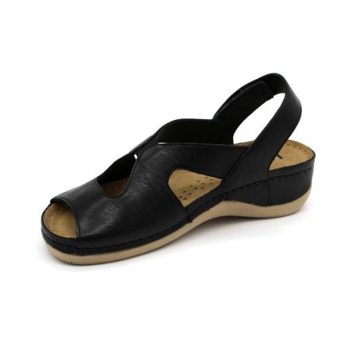 924 LEON Comfort női nappa bőr szandál fekete