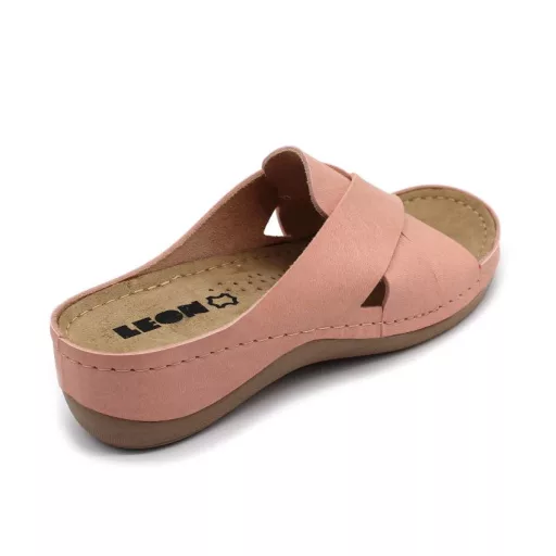 932 LEON keresztpántos női papucs zselés bőr I rózsaszín