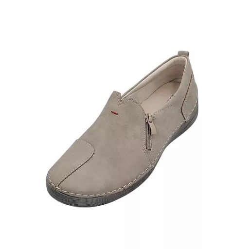 BIANCA ZIP Női bebújós cipő bőr talpbetéttel | khaki