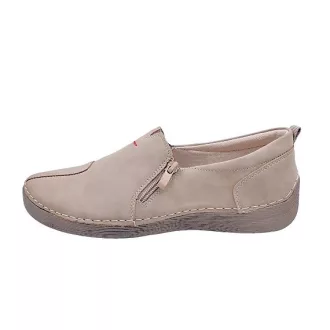 BIANCA ZIP Női bebújós cipő bőr talpbetéttel | khaki