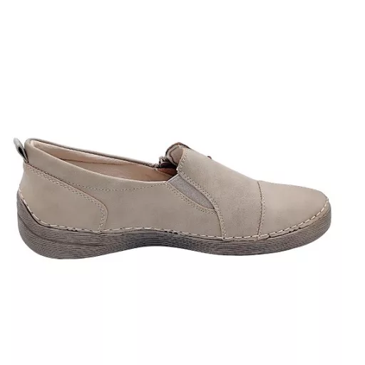 BIANCA ZIP Női bebújós cipő bőr talpbetéttel | khaki