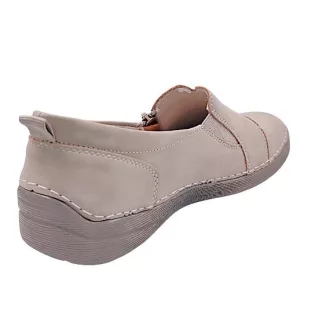 BIANCA ZIP Női bebújós cipő bőr talpbetéttel | khaki