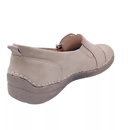 BIANCA ZIP Női bebújós cipő bőr talpbetéttel | khaki