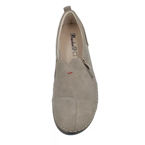 BIANCA ZIP Női bebújós cipő bőr talpbetéttel | khaki