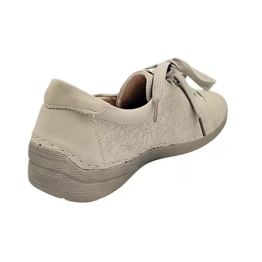 Siena női kényelmi fűzős félcipő cipzárral, bőr talpbetéttel – Beige