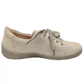   Siena női kényelmi fűzős félcipő cipzárral, bőr talpbetéttel – Beige