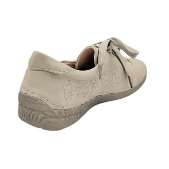   Siena női kényelmi fűzős félcipő cipzárral, bőr talpbetéttel – Beige