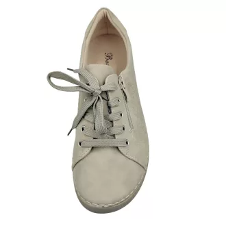   Siena női kényelmi fűzős félcipő cipzárral, bőr talpbetéttel – Beige