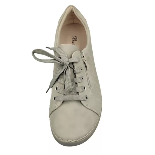 Siena női kényelmi fűzős félcipő cipzárral, bőr talpbetéttel – Beige