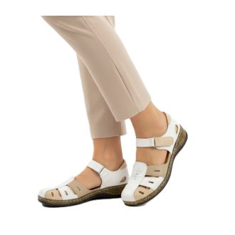 PANNI oldalt nyitott kényelmi félcipő fehér-beige-barna 
