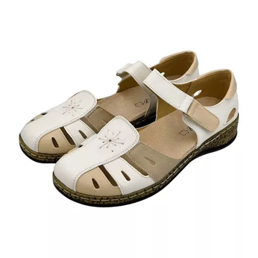 PANNI oldalt nyitott kényelmi félcipő fehér-beige-barna 
