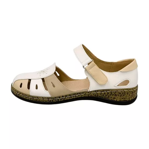 PANNI oldalt nyitott kényelmi félcipő fehér-beige-barna 