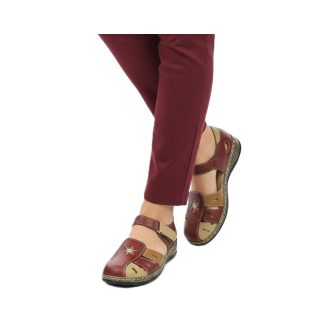   Panni oldalt nyitott kényelmi félcipő bőr talpbetéttel bordó-barna