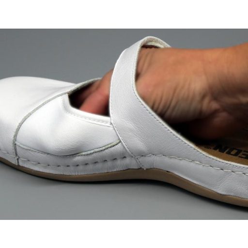 953 LEON bőr kímélő gyógypapucs bütykös lábra I hallux valgus klumpa fehér