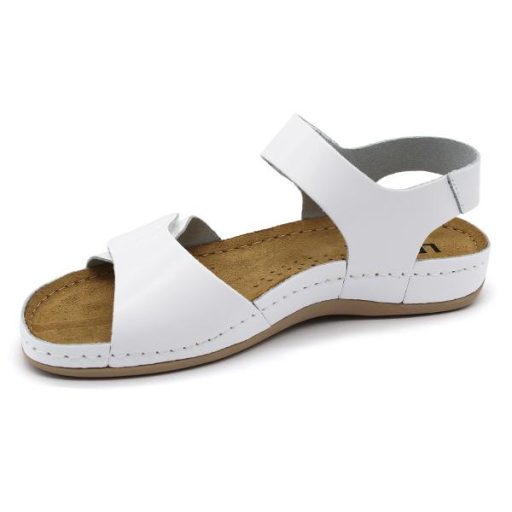 963 LEON kényelmes női bőr szandál dupla tépőzárral fehér