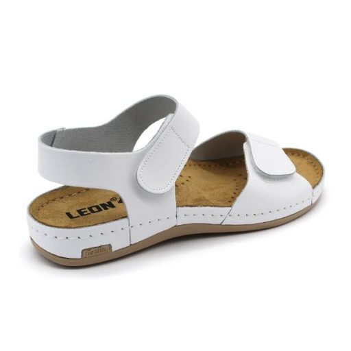 963 LEON kényelmes női bőr szandál dupla tépőzárral fehér