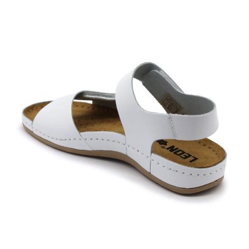 963 LEON kényelmes női bőr szandál dupla tépőzárral fehér
