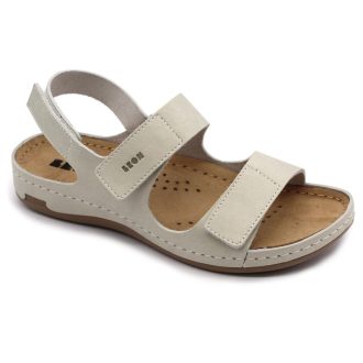 966 Lapos talpú női bőr szandál beige