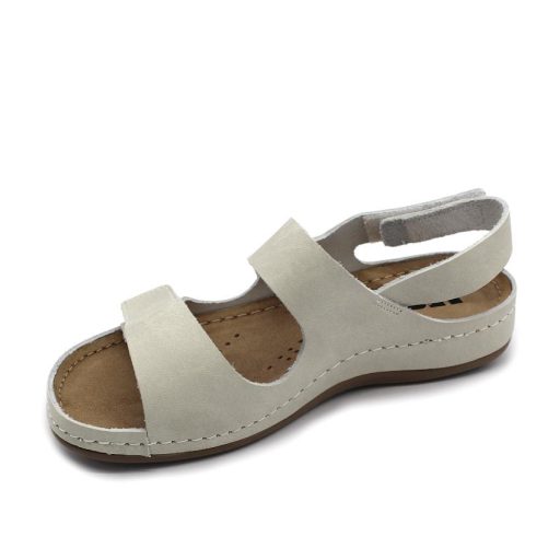 966 Lapos talpú női bőr szandál beige