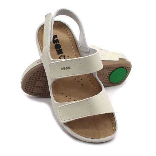 966 Lapos talpú női bőr szandál beige