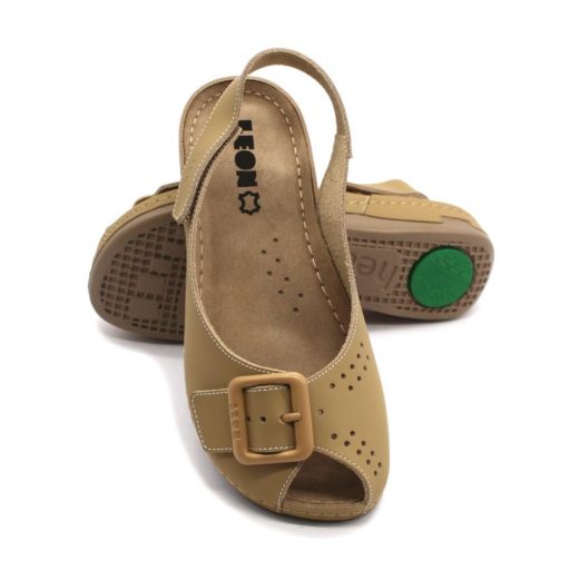 968 LEON  bőr szandál beige